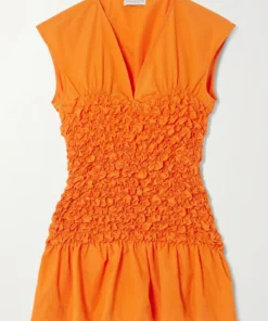 DRIES VAN NOTEN Clothing Orange'Cordoba' Smocked Peplum Top