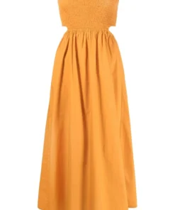 Faithfull The Brand Orange'Deva' Strapless Dress
