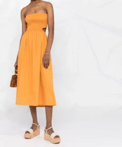 Faithfull The Brand Orange 'Deva' Strapless Dress