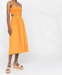 Faithfull The Brand Orange 'Deva' Strapless Dress