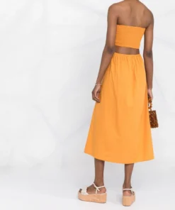 Faithfull The Brand Orange 'Deva' Strapless Dress