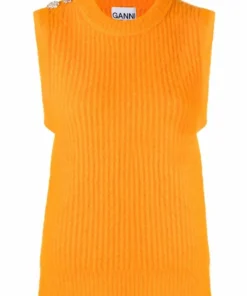 Ganni Orange 'Diamante Detail Knitted Vest' 16 Ganni Orange 'Diamante Detail Knitted Vest'