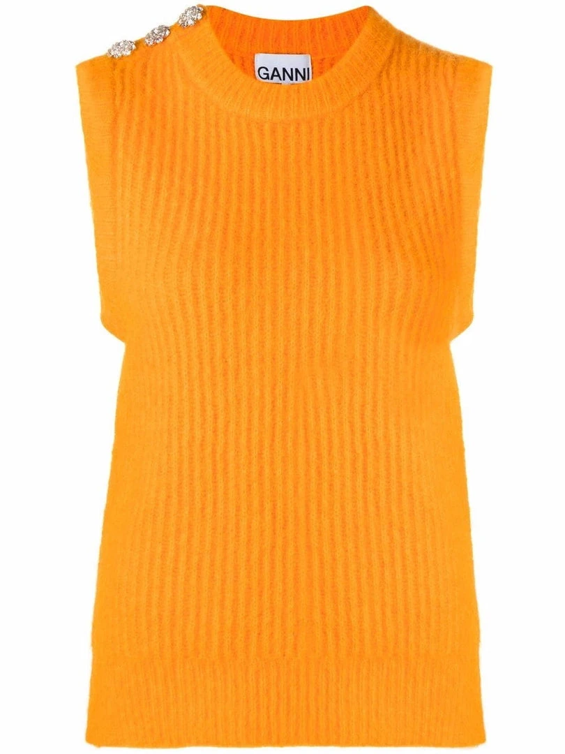 Ganni Orange 'Diamante Detail Knitted Vest' 5 Ganni Orange 'Diamante Detail Knitted Vest'