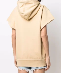 Isabel Marant Etoile Honey Toned Oversized 'Milesy' Short Sleeve Logo Hoodie Clothing