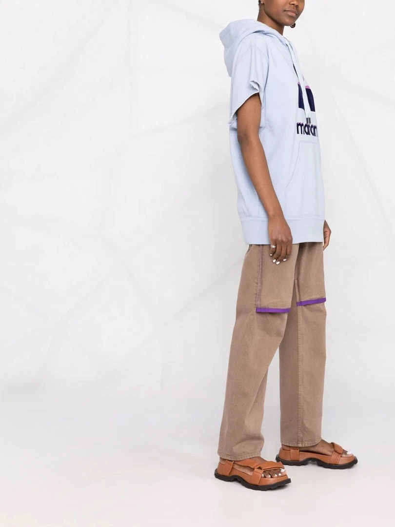 Isabel Marant Etoile Light Blue Oversized 'Milesy' Short Sleeve Logo Hoodie Clothing 8 Isabel Marant Etoile Light Blue Oversized 'Milesy' Short Sleeve Logo Hoodie Clothing