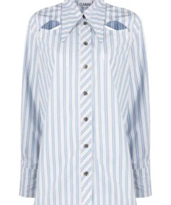 Ganni 'Oversized Striped Cut Out Detail Shirt' New In