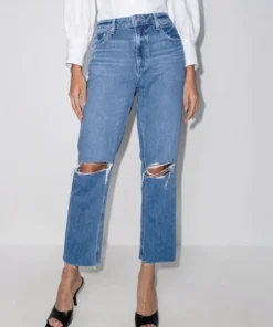 Paige Clothing 'Noella' Distressed Straight Leg Jeans