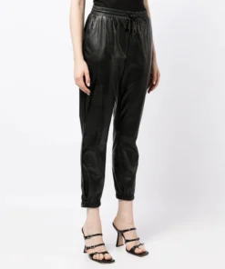 Paige 'Viviette' Faux Leather Cropped Joggers Clothing