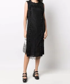 Ganni 'Panelled Jacquard Tassel Midi Dress'