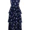 Self Portrait 'Pansy Print Chiffon Crossover Midi Dress'