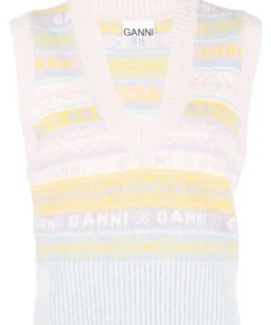 Ganni New In 'Pastel Logo Detail Sweater Vest'
