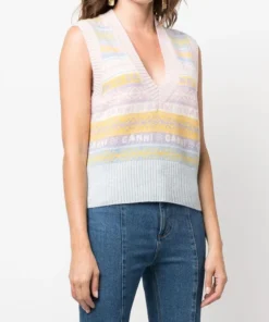 Ganni New In 'Pastel Logo Detail Sweater Vest'