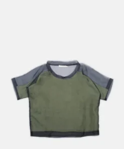 Rabens Saloner Green And Black 'Pim' Layered Organza Top