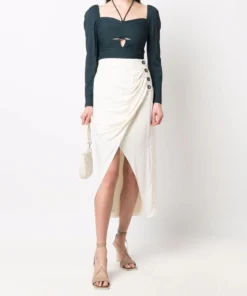 Self Portrait Clothing 'Pleated Tie Neck Top'