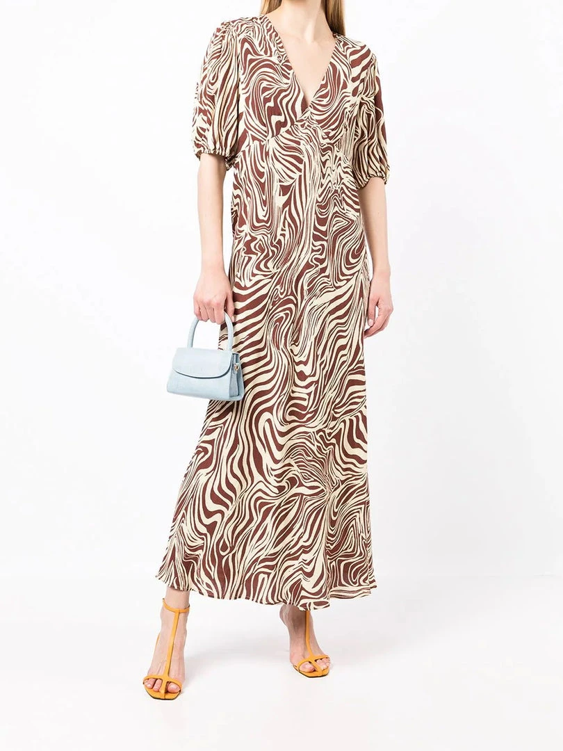 Rixo London ‘Poppy' Marble Zebra Print Midi Dress 8 Rixo London ‘Poppy' Marble Zebra Print Midi Dress