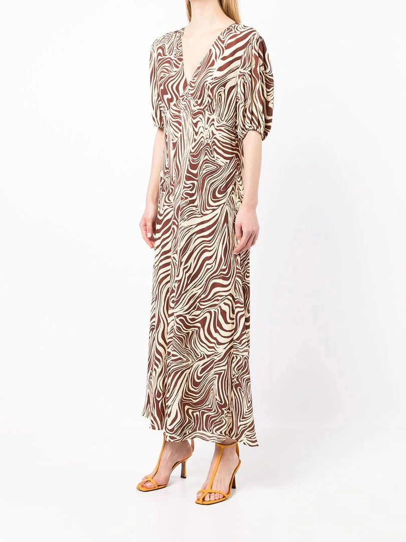 Rixo London ‘Poppy' Marble Zebra Print Midi Dress 10 Rixo London ‘Poppy' Marble Zebra Print Midi Dress