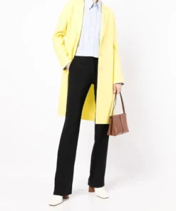Harris Wharf London Clothing Yellow 'Pressed Wool Light Overcoat'