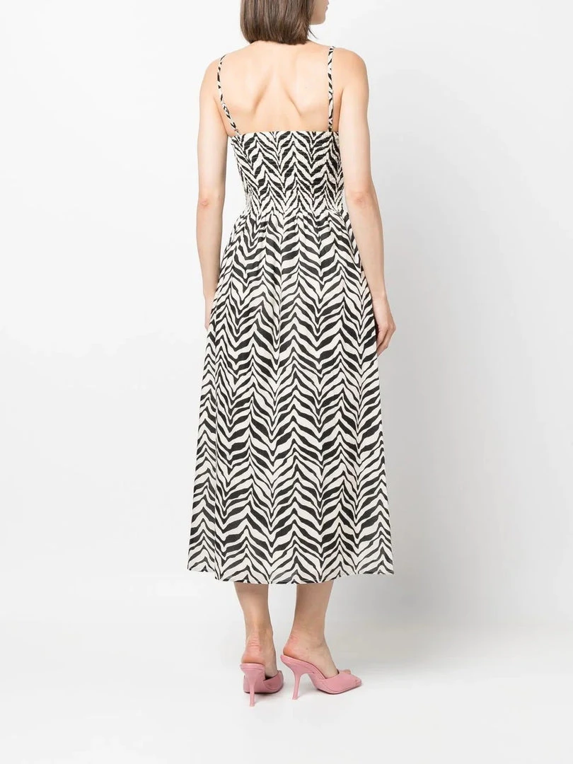 Faithfull The Brand Printed 'Nolie' Shirred Midi Dress Clothing 6 Faithfull The Brand Printed 'Nolie' Shirred Midi Dress Clothing