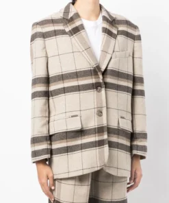 Anine Bing Clothing Checked ‘Quinn’ Wool Blazer
