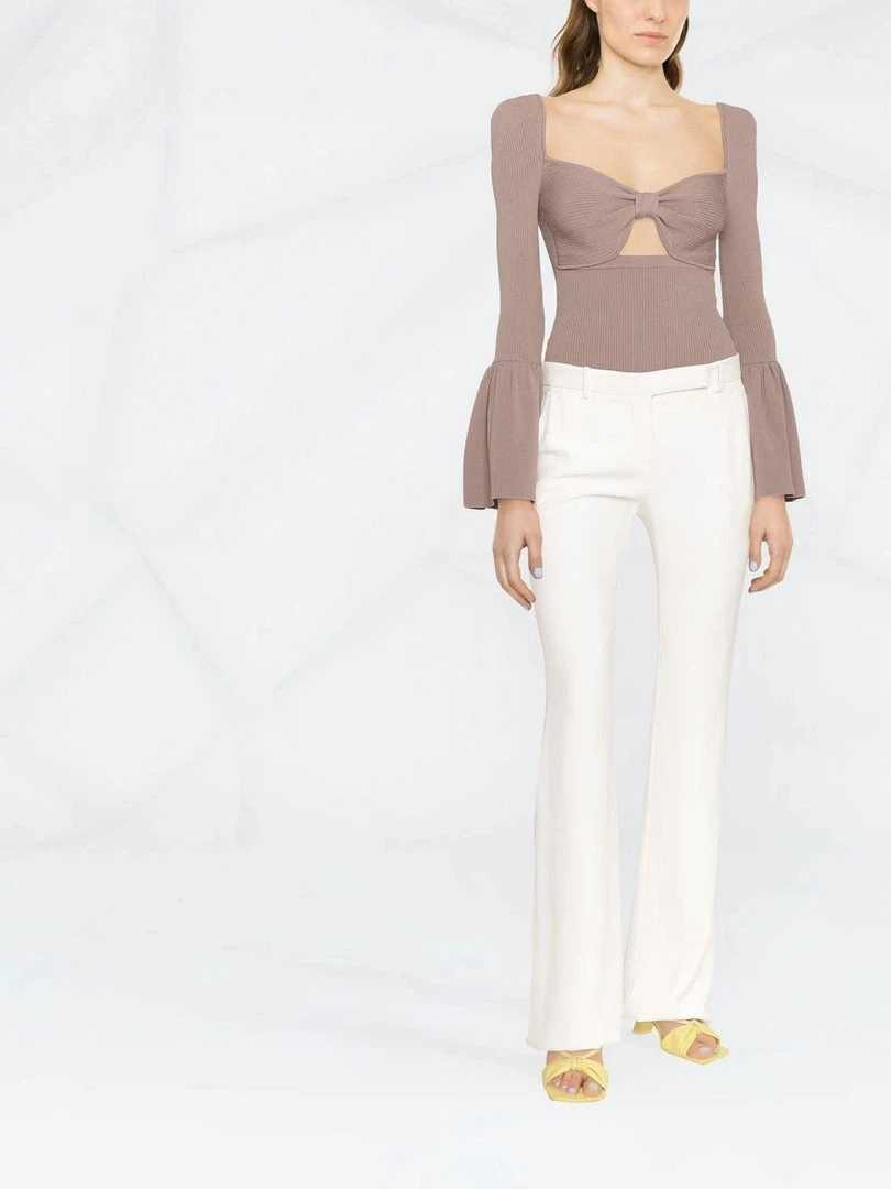 Self Portrait 'Ribbed Knit Bow Bust Top' New In 4 Self Portrait 'Ribbed Knit Bow Bust Top' New In