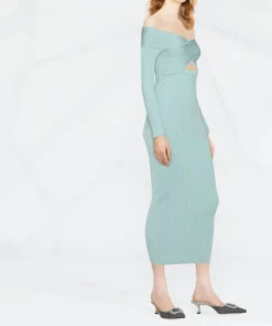 Self Portrait 'Ribbed Knit Crossover Bust Midi Dress'