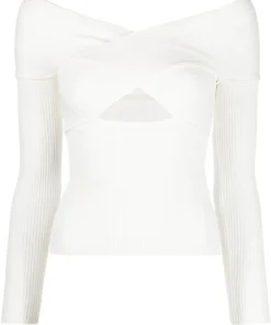 Self Portrait New In 'Ribbed Knit Crossover Top'