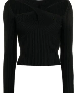 Self Portrait 'Ribbed Knit Cut Out Top'