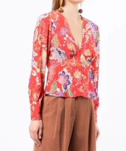 Rixo London 'Azra' Button Front Floral Blouse