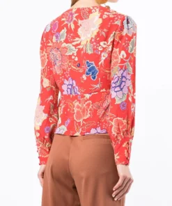 Rixo London 'Azra' Button Front Floral Blouse