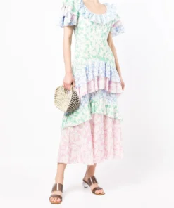 Rixo London 'Benita' Floral Ruffled Midi Dress