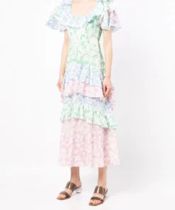 Rixo London 'Benita' Floral Ruffled Midi Dress