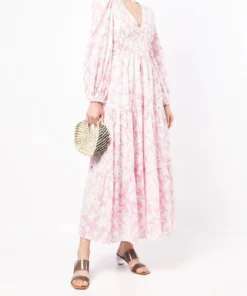 Rixo London 'Brooke' Shirred Floral Palm Maxi Dress