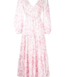 Rixo London 'Brooke' Shirred Floral Palm Maxi Dress