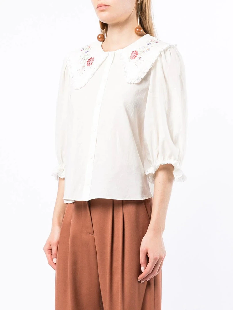 Rixo London 'Dallas' Embroidered Collar Shirt 5 Rixo London 'Dallas' Embroidered Collar Shirt
