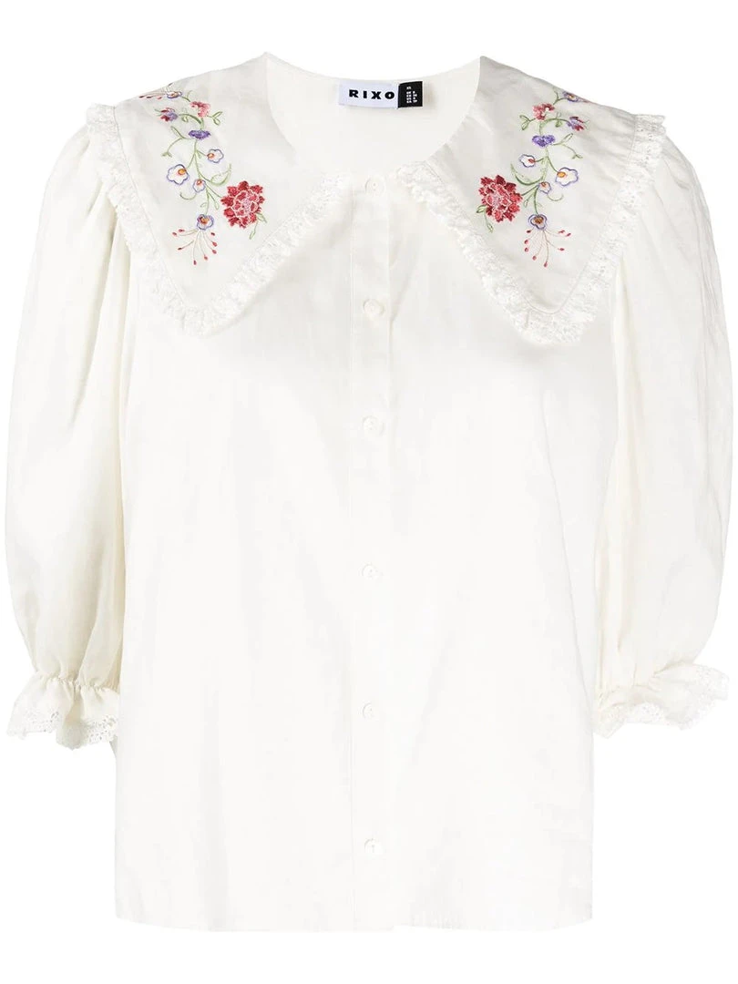 Rixo London 'Dallas' Embroidered Collar Shirt 3 Rixo London 'Dallas' Embroidered Collar Shirt