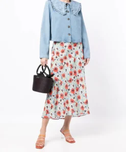 Rixo London 'Debbie' Embroidered Denim Shacket