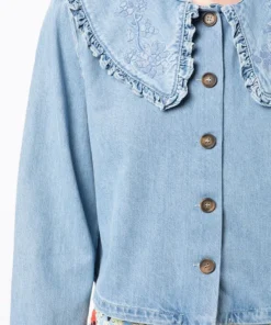 Rixo London 'Debbie' Embroidered Denim Shacket