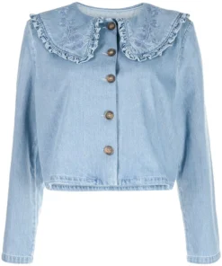 Rixo London 'Debbie' Embroidered Denim Shacket