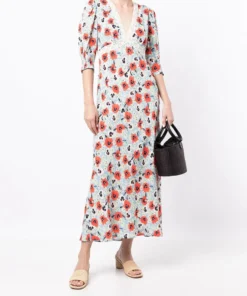 Rixo London 'Gemma' Pansy Floral Midi Dress