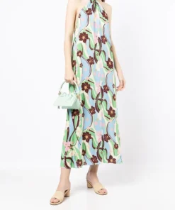 Rixo London 'Jordyn' Floral Wave Halterneck Maxi Dress
