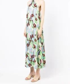 Rixo London 'Jordyn' Floral Wave Halterneck Maxi Dress