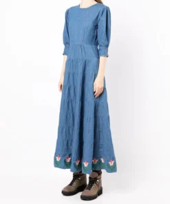 Rixo London ‘Kristen’ Tulip Embroidered Denim Midaxi Dress 9 Rixo London ‘Kristen’ Tulip Embroidered Denim Midaxi Dress