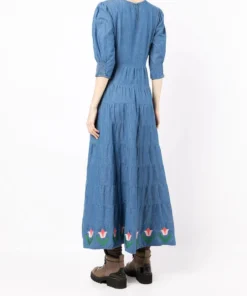 Rixo London ‘Kristen’ Tulip Embroidered Denim Midaxi Dress 10 Rixo London ‘Kristen’ Tulip Embroidered Denim Midaxi Dress