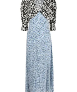 Rixo London 'Martha' Contrast Floral Midi Dress