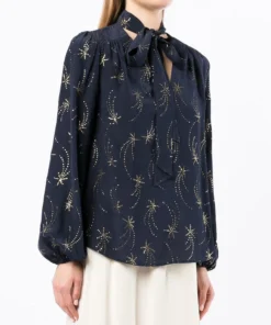 Rixo London ‘Moss’ Glitter Star Blouse