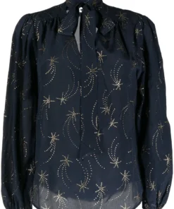 Rixo London ‘Moss’ Glitter Star Blouse