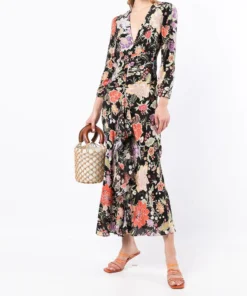 Rixo London 'Rose' Open Back Floral Midi Dress