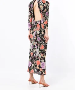 Rixo London 'Rose' Open Back Floral Midi Dress