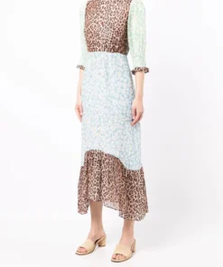 Rixo London 'Saffron' Floral Leopard Midi Dress