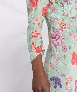 Rixo London 'Selma' Mint Peony Floral Midi Dress